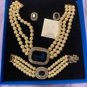 Heidi Daus Pearls and Sapphire Set Brand New